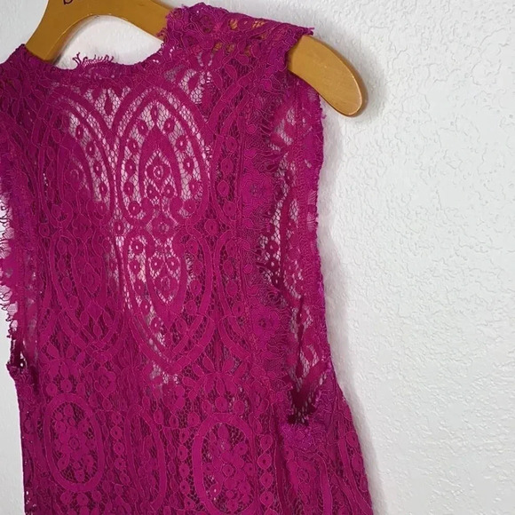 New Free People Bright Orchid Lace Slip Dress S - Picture 9 of 11